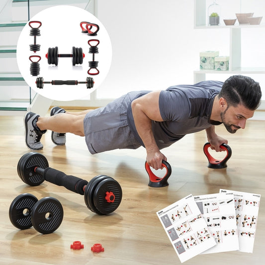 6-in-1 Set of Adjustable Weights with Exercise Guide Sixfit