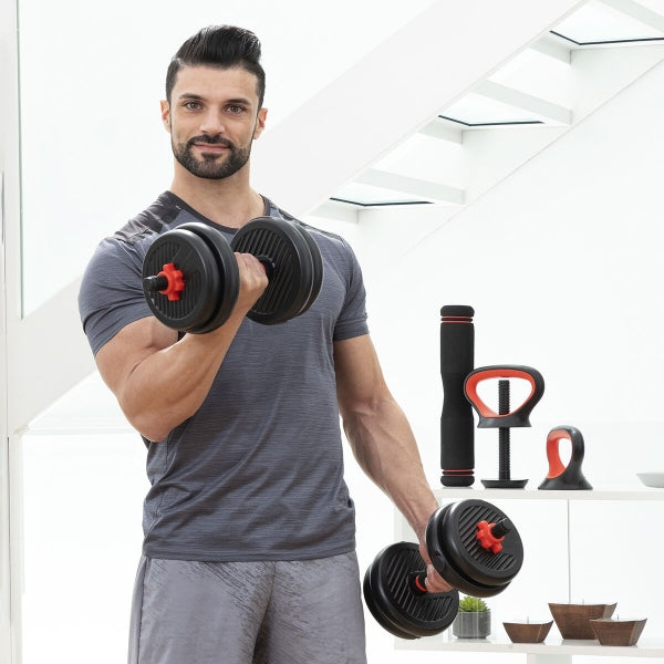 6-in-1 Set of Adjustable Weights with Exercise Guide Sixfit