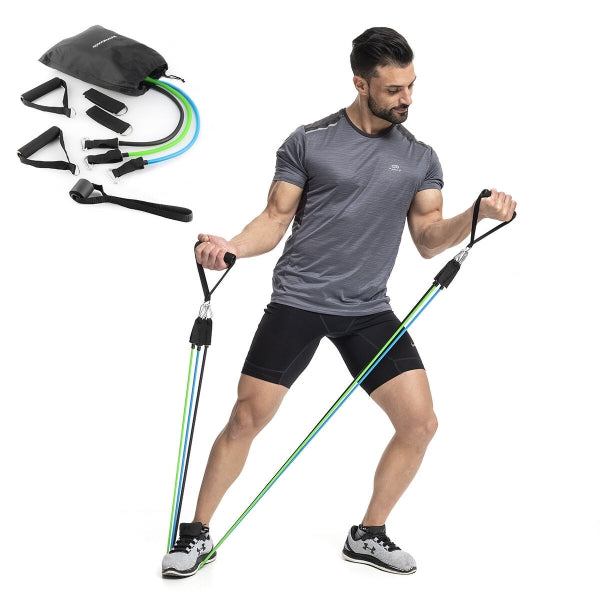 Set of Resistance Bands with Accessories and Exercise Guide