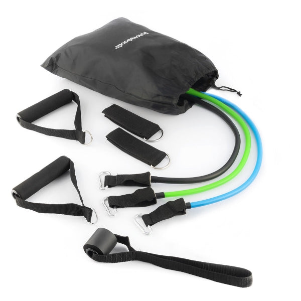 Set of Resistance Bands with Accessories and Exercise Guide