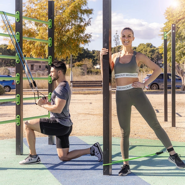 Set of Resistance Bands with Accessories and Exercise Guide