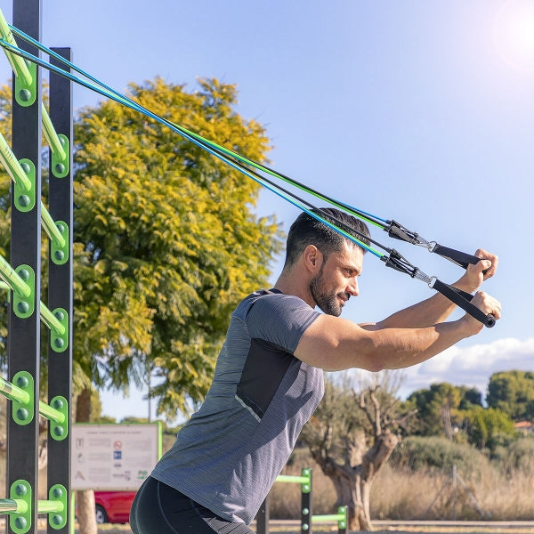 Set of Resistance Bands with Accessories and Exercise Guide